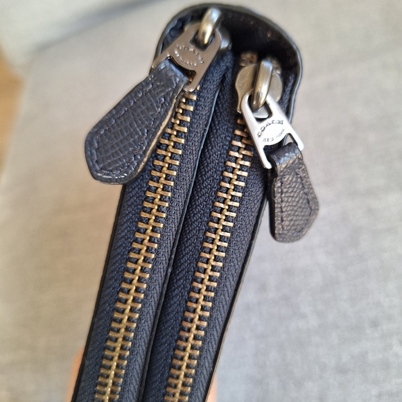 NWT Coach F23334 Crossgrain Leather Double Zip Travel Wallet Midnight - Picture 5 of 11